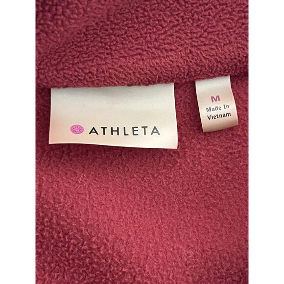 EUC Athleta Womens Embroidered Hoodie Fleece Jacket Burgundy Red - Picture 6 of 7